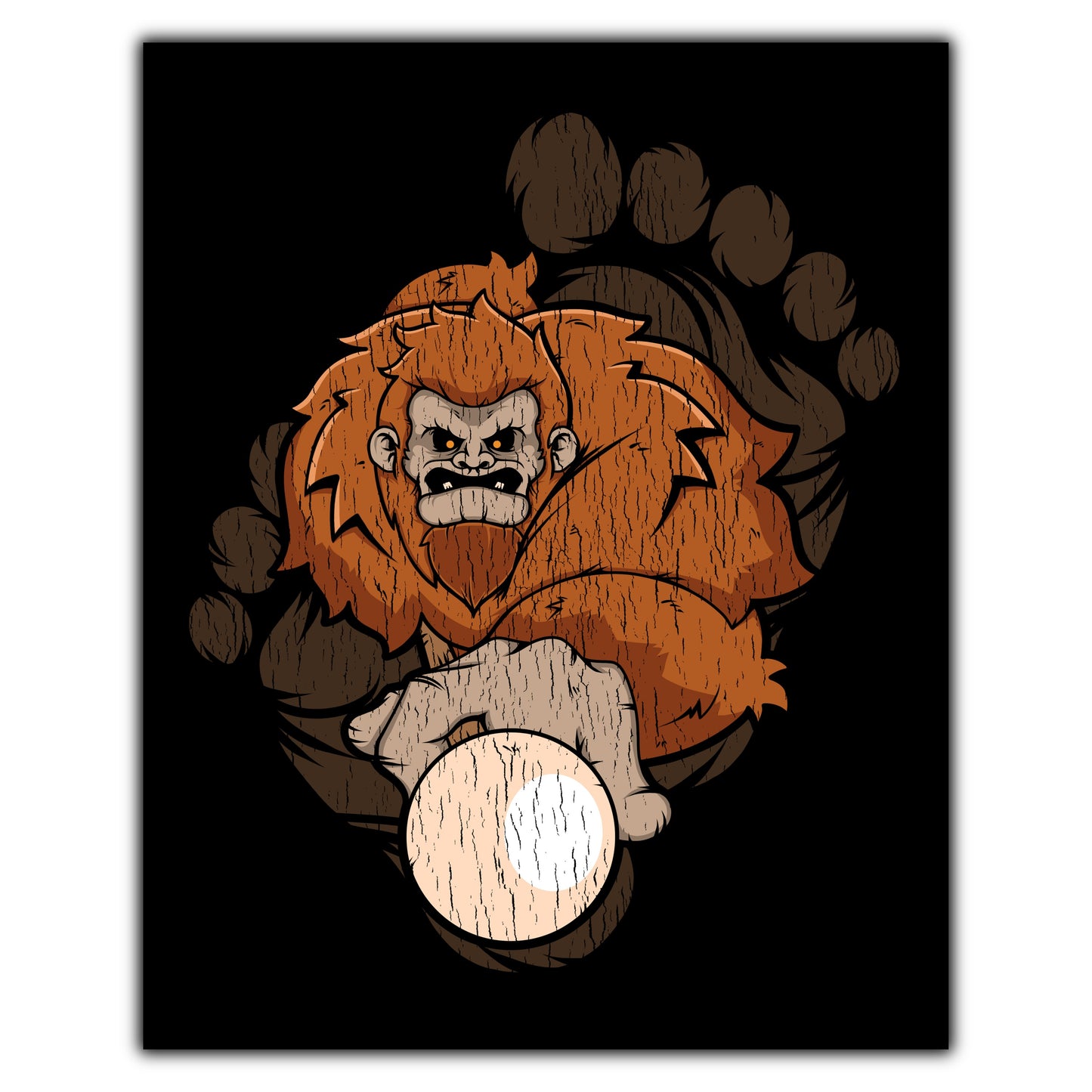 Bigfoot Billiards Art - Sasquatch Playing Pool 8"x10" Wall Art Print