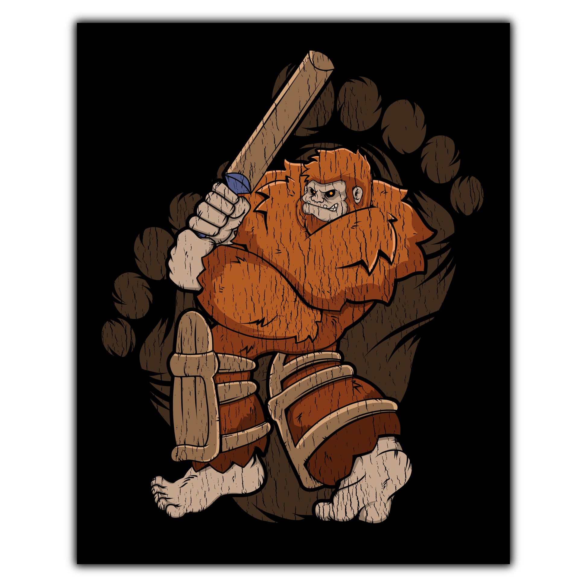 Bigfoot Cricket Art - Sasquatch Playing Cricket 8"x10" Wall Art Print