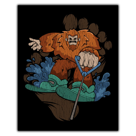 Bigfoot Waterskiing Art - Sasquatch on Waterkis 8"x10" Wall Art Print