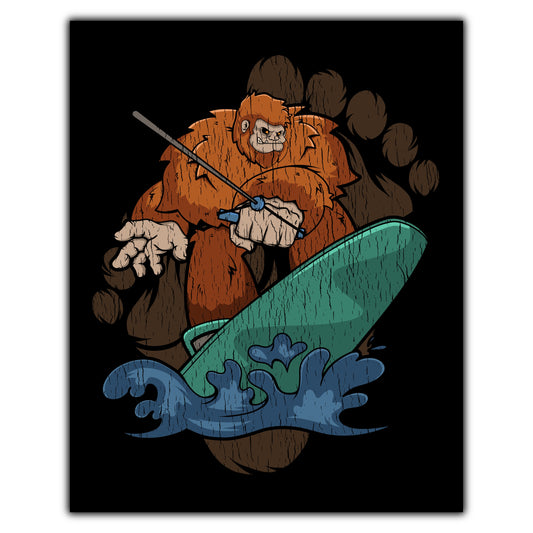 Bigfoot Wakeboarding Art - Sasquatch on Wakeboard 8"x10" Wall Art Print