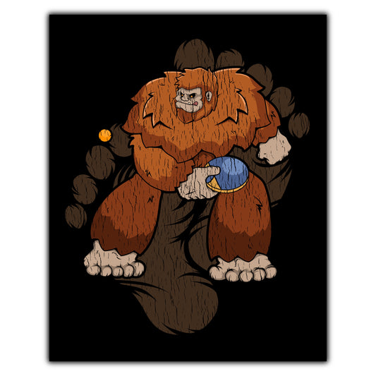 Bigfoot Table Tennis Art - Sasquatch Playing Table Tennis 8"x10" Wall Art Print