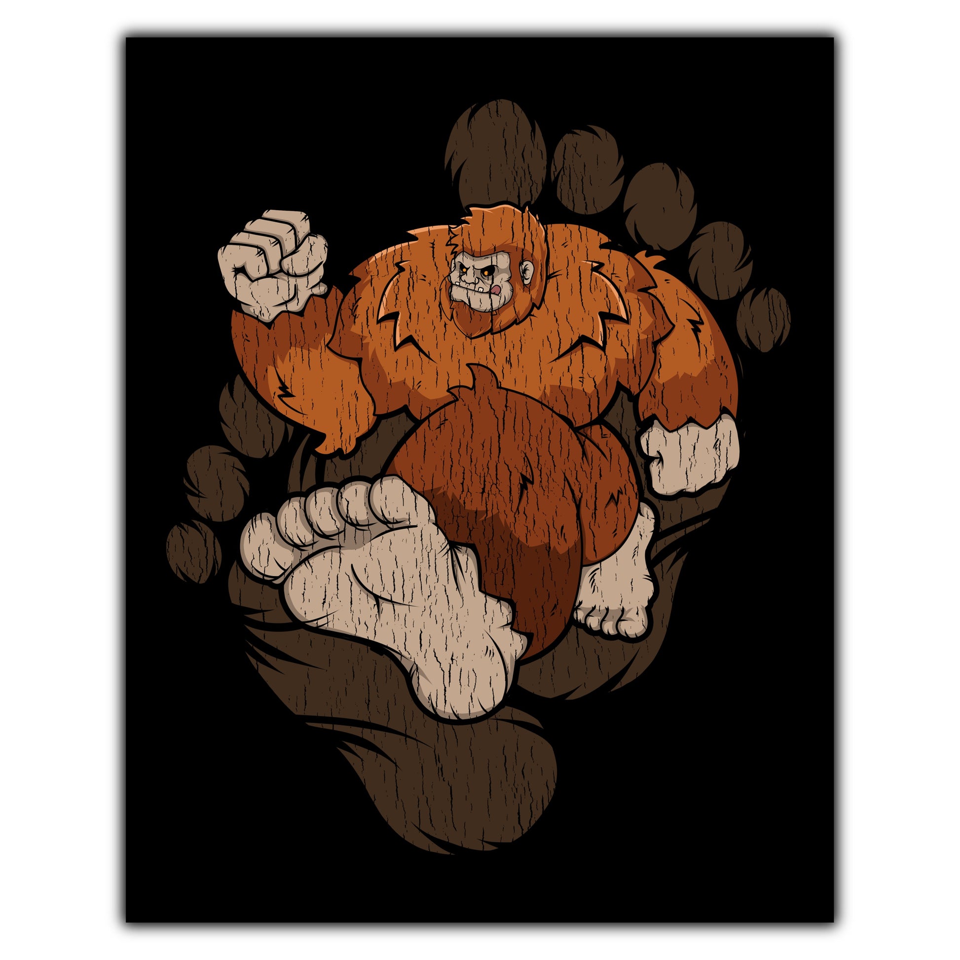 Bigfoot Marathon Art - Sasquatch Running 8"x10" Wall Art Print