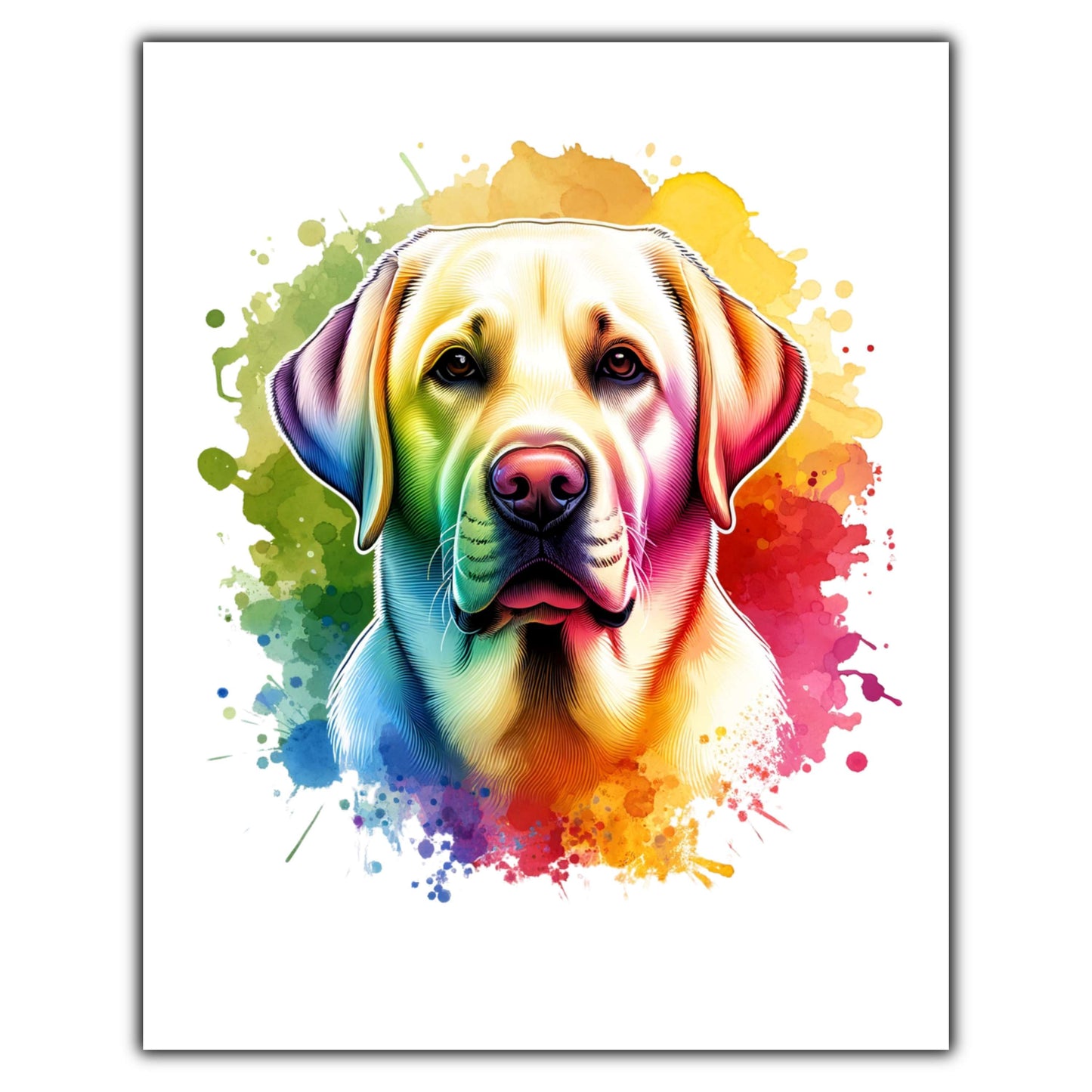 Labrador Retriever Rainbow Watercolor Portrait Dog Lover 8"x10" Wall Art Print - Labrador Retriever Gift