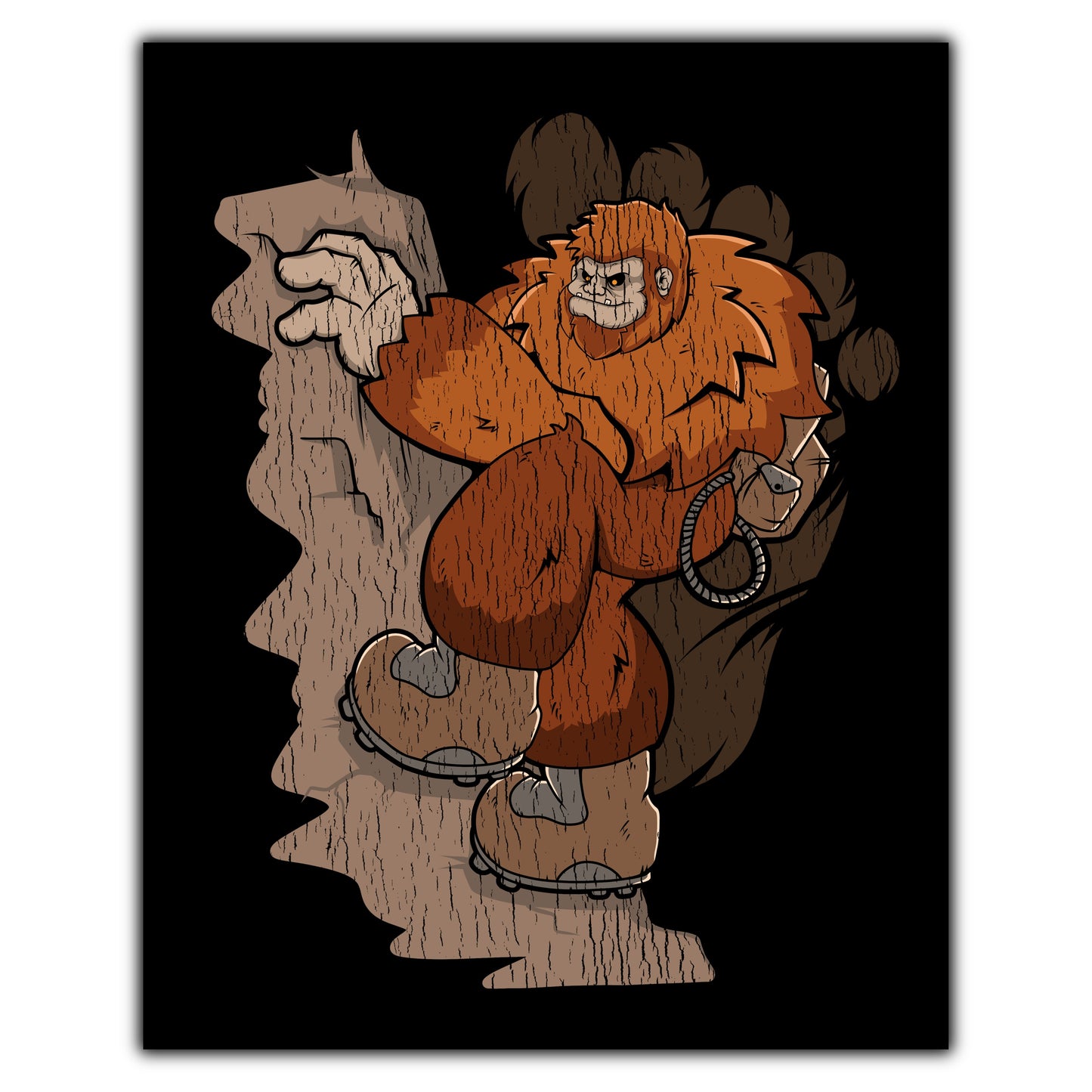 Bigfoot Mountaineering Art - Sasquatch Rock Climbing 8"x10" Wall Art Print