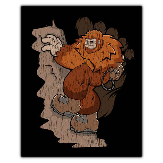 Bigfoot Mountaineering Art - Sasquatch Rock Climbing 8"x10" Wall Art Print