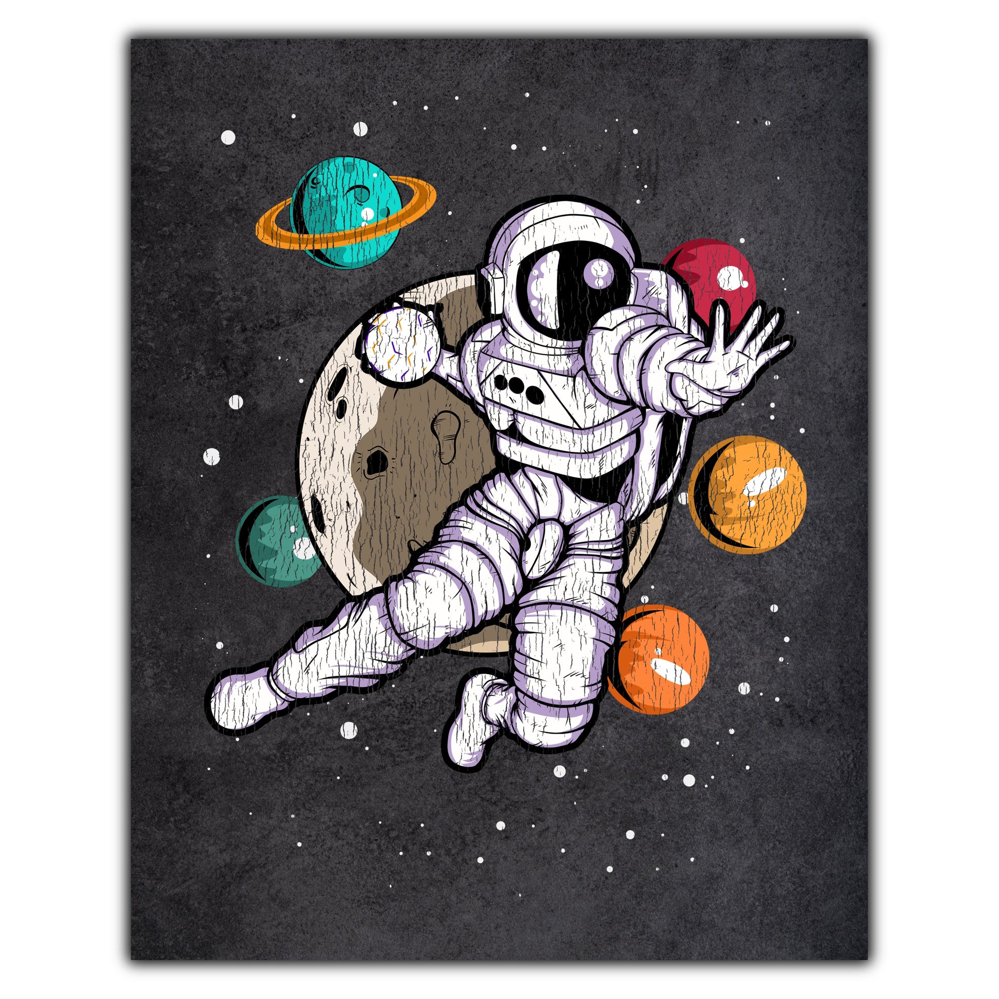 Handball Astronaut Outer Space Spaceman Distressed 8"x10" Wall Art Print
