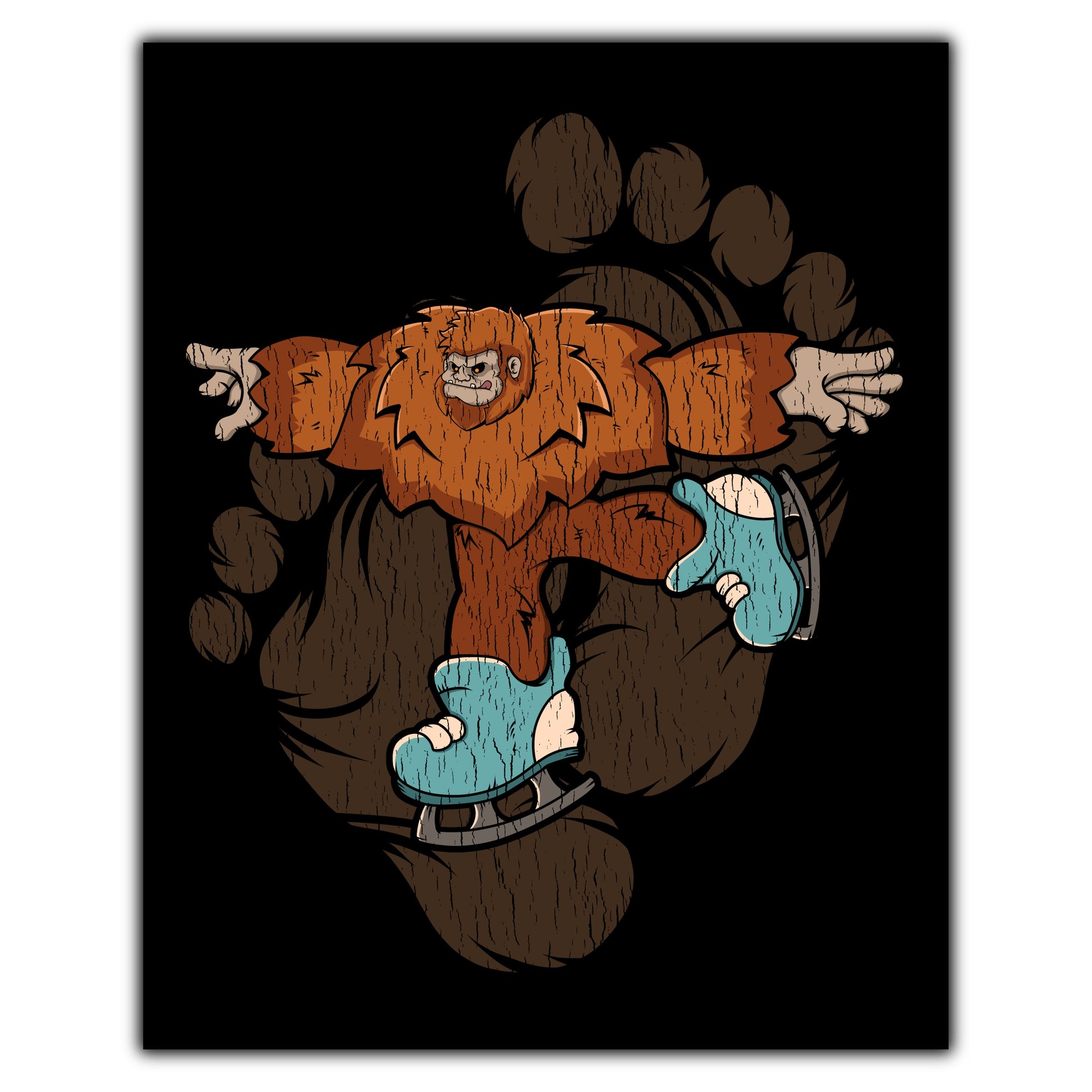 Bigfoot Figure Skating Art - Sasquatch on Figure Skates 8"x10" Wall Art Print