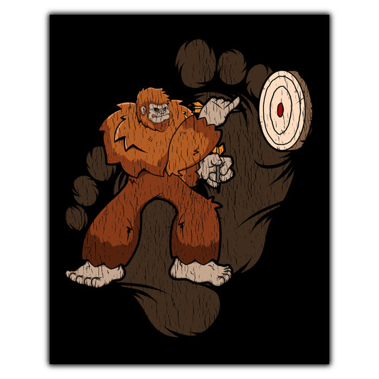 Bigfoot Darts Art - Sasquatch Playing Darts 8"x10" Wall Art Print