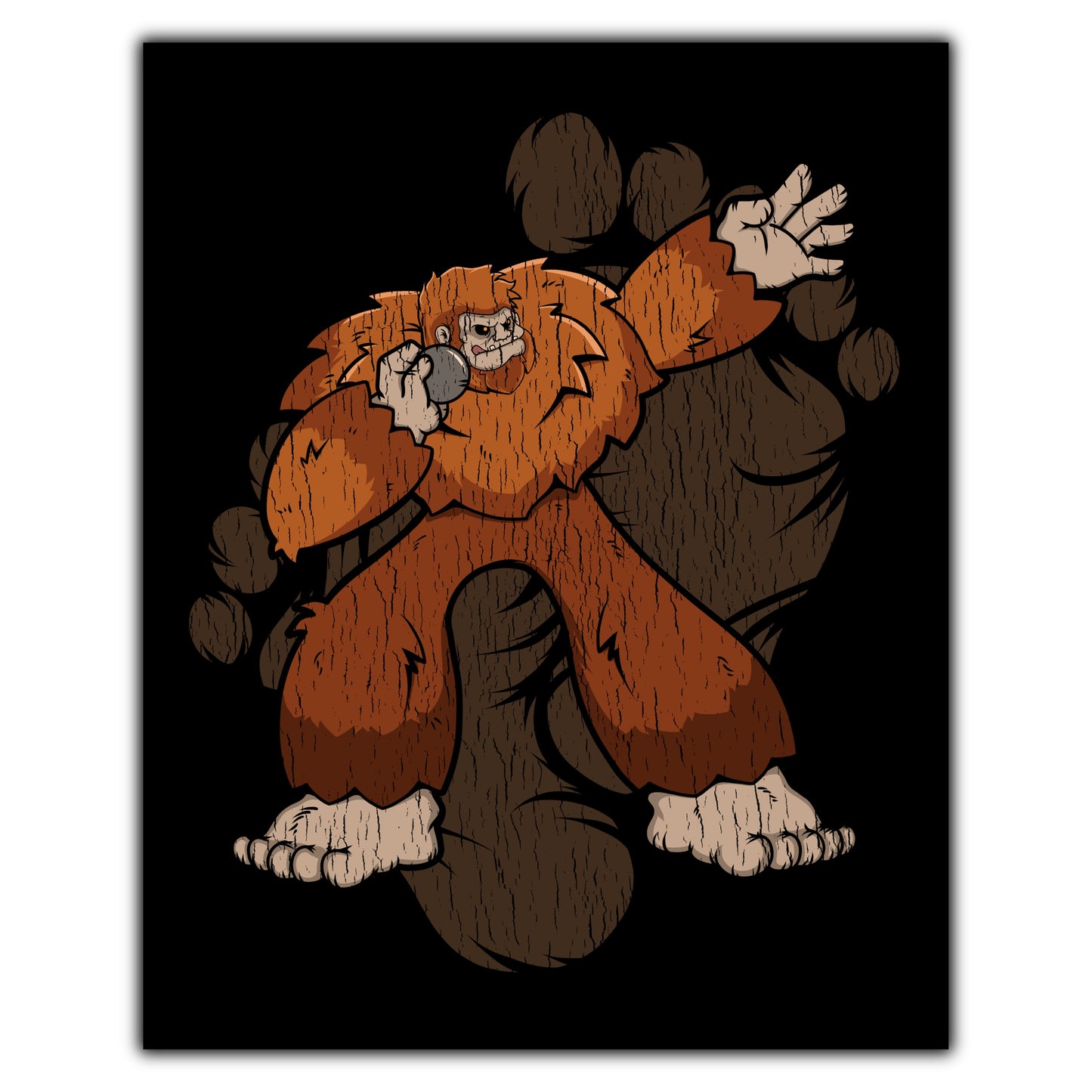 Bigfoot Shot Put Art - Sasquatch Shot Putting 8"x10" Wall Art Print