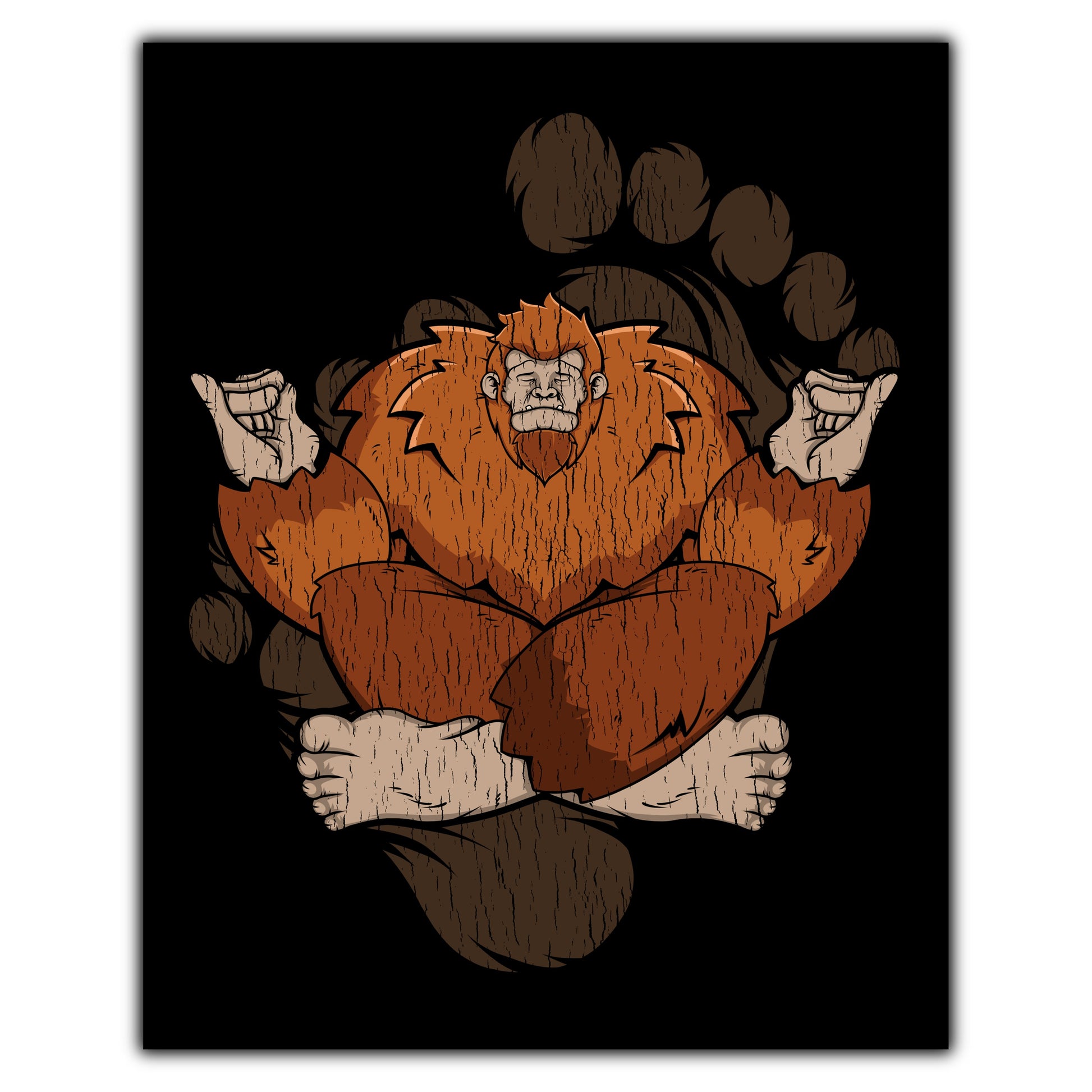 Bigfoot Yoga Art - Sasquatch Meditating 8"x10" Wall Art Print