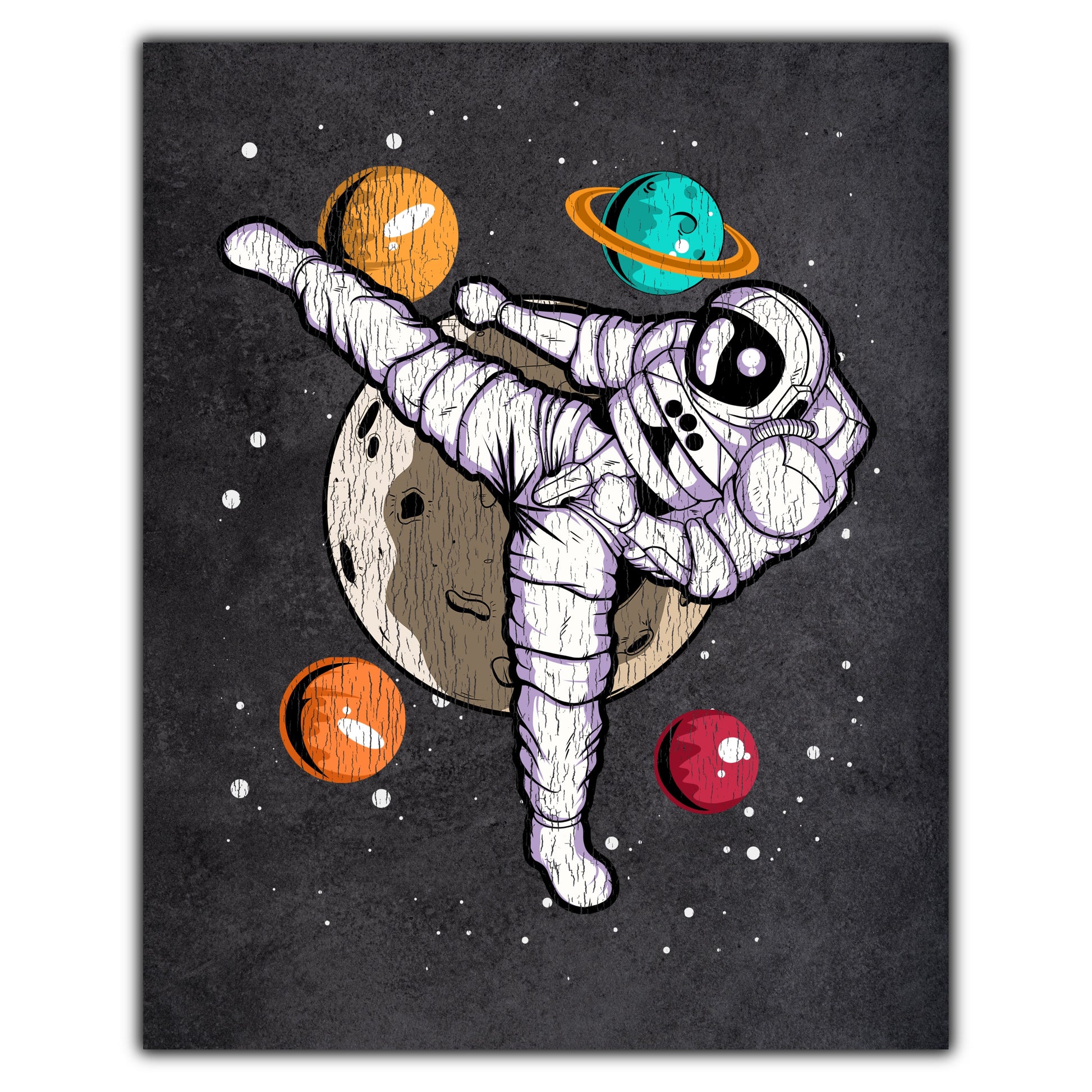 Karate Astronaut Outer Space Spaceman Martial Arts Distressed 8"x10" Wall Art Print