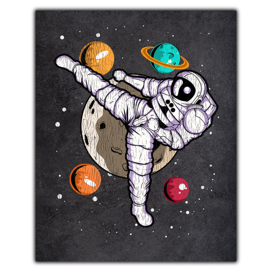 Karate Astronaut Outer Space Spaceman Martial Arts Distressed 8"x10" Wall Art Print