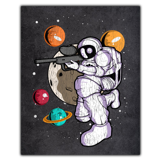 Paintball Astronaut Outer Space Spaceman Distressed 8"x10" Wall Art Print
