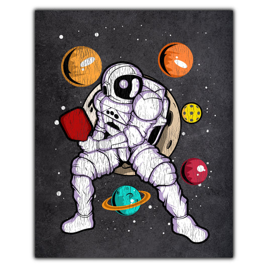 Pickleball Astronaut Outer Space Spaceman Distressed 8"x10" Wall Art Print