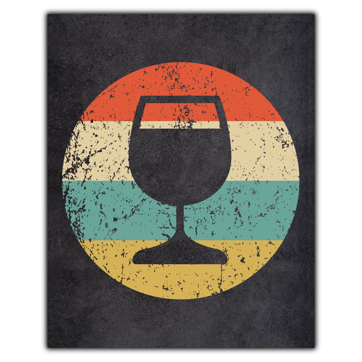 Glass of Wine Icon Retro 8"x10" Wall Art Print