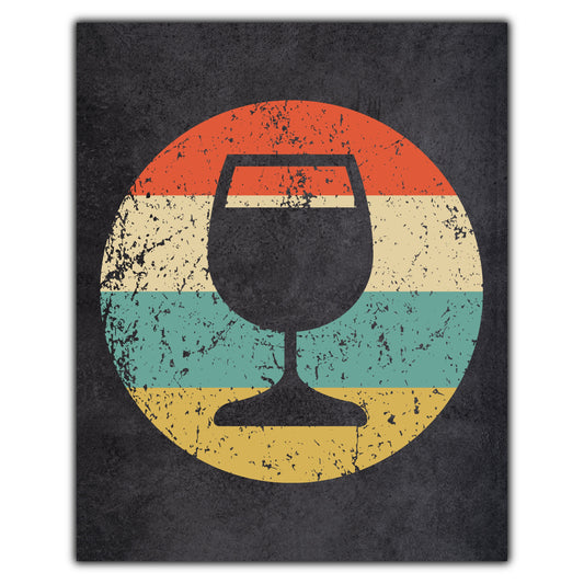 Glass of Wine Icon Retro 8"x10" Wall Art Print