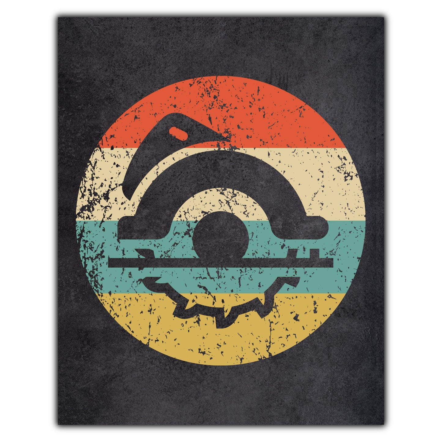 Circular Saw Carpentry Icon Retro 8"x10" Wall Art Print