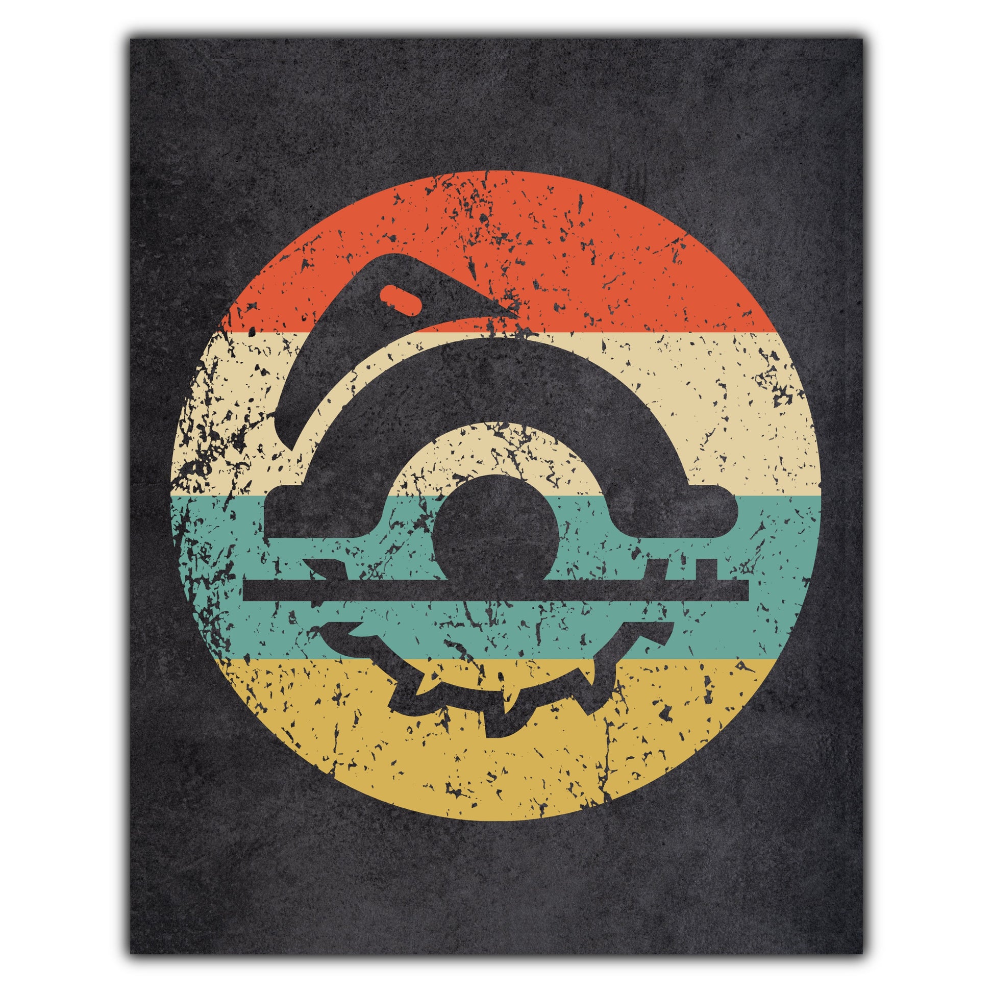 Circular Saw Carpentry Icon Retro 8"x10" Wall Art Print