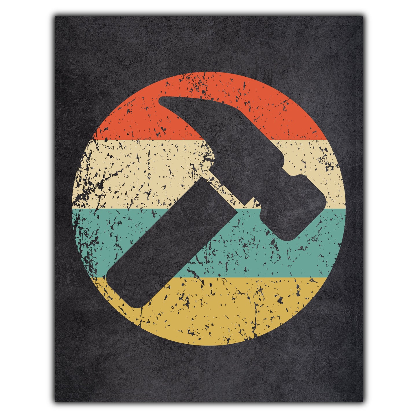 Hammer Carpentry Icon Retro 8"x10" Wall Art Print