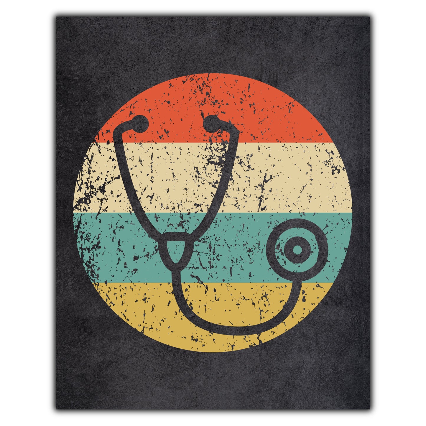 Stethoscope Doctor Nurse Icon Retro 8"x10" Wall Art Print