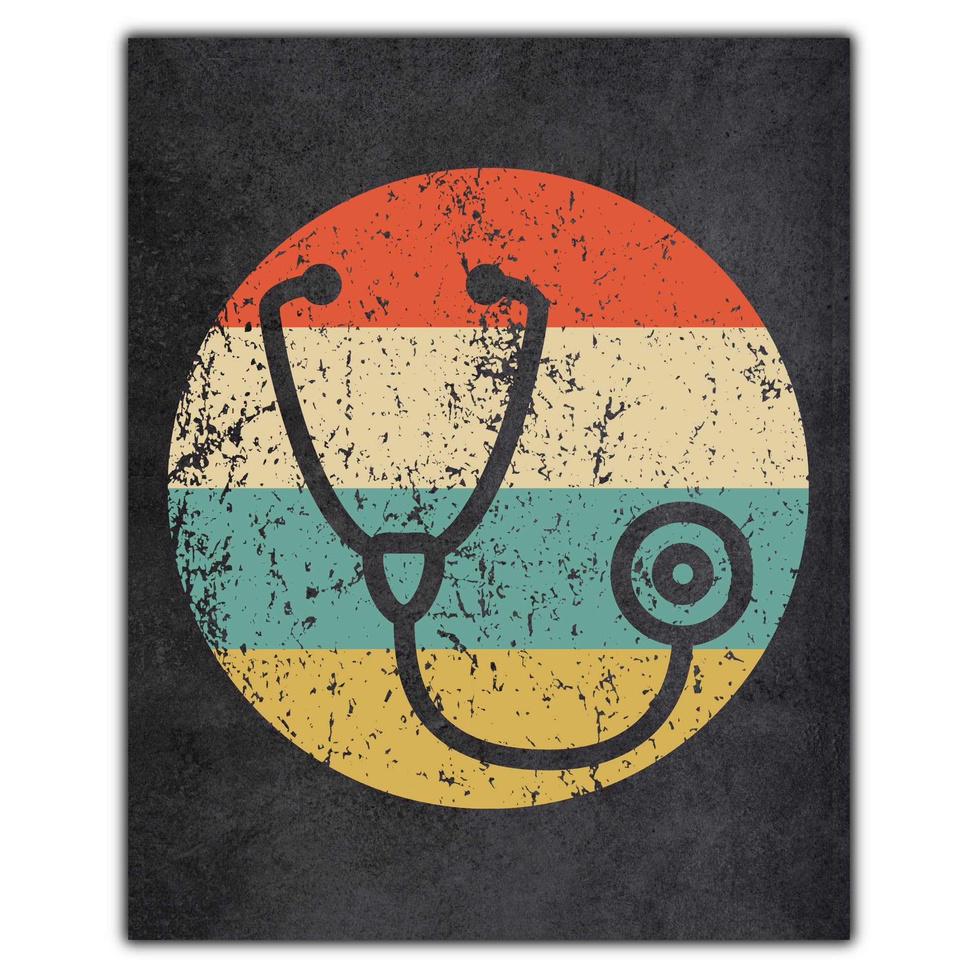 Stethoscope Doctor Nurse Icon Retro 8"x10" Wall Art Print