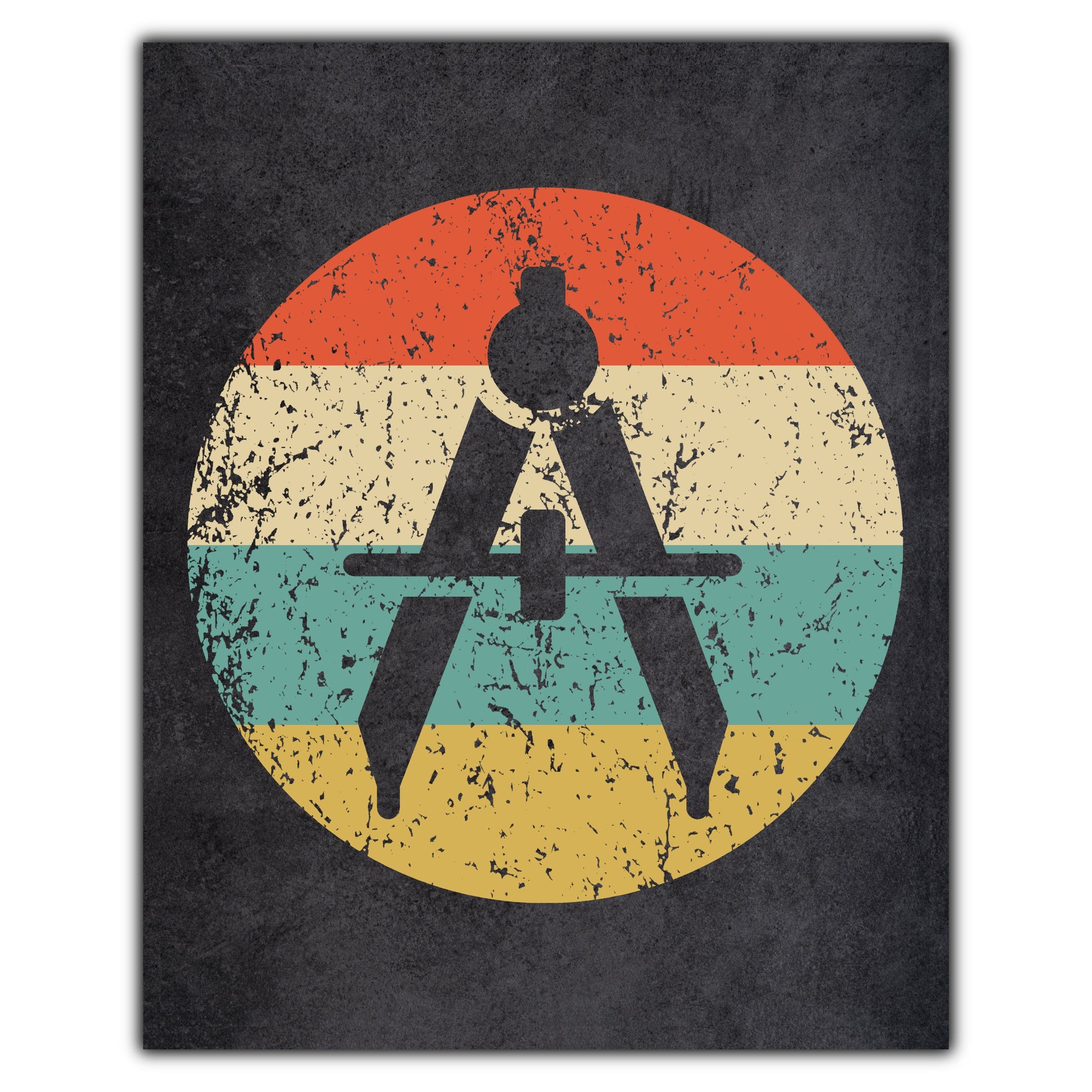Compass Architect Engineer Icon Retro 8"x10" Wall Art Print