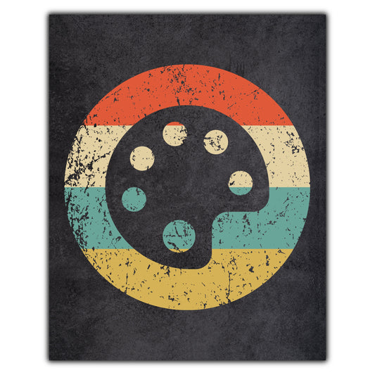Art Palette Artist Icon Retro 8"x10" Wall Art Print