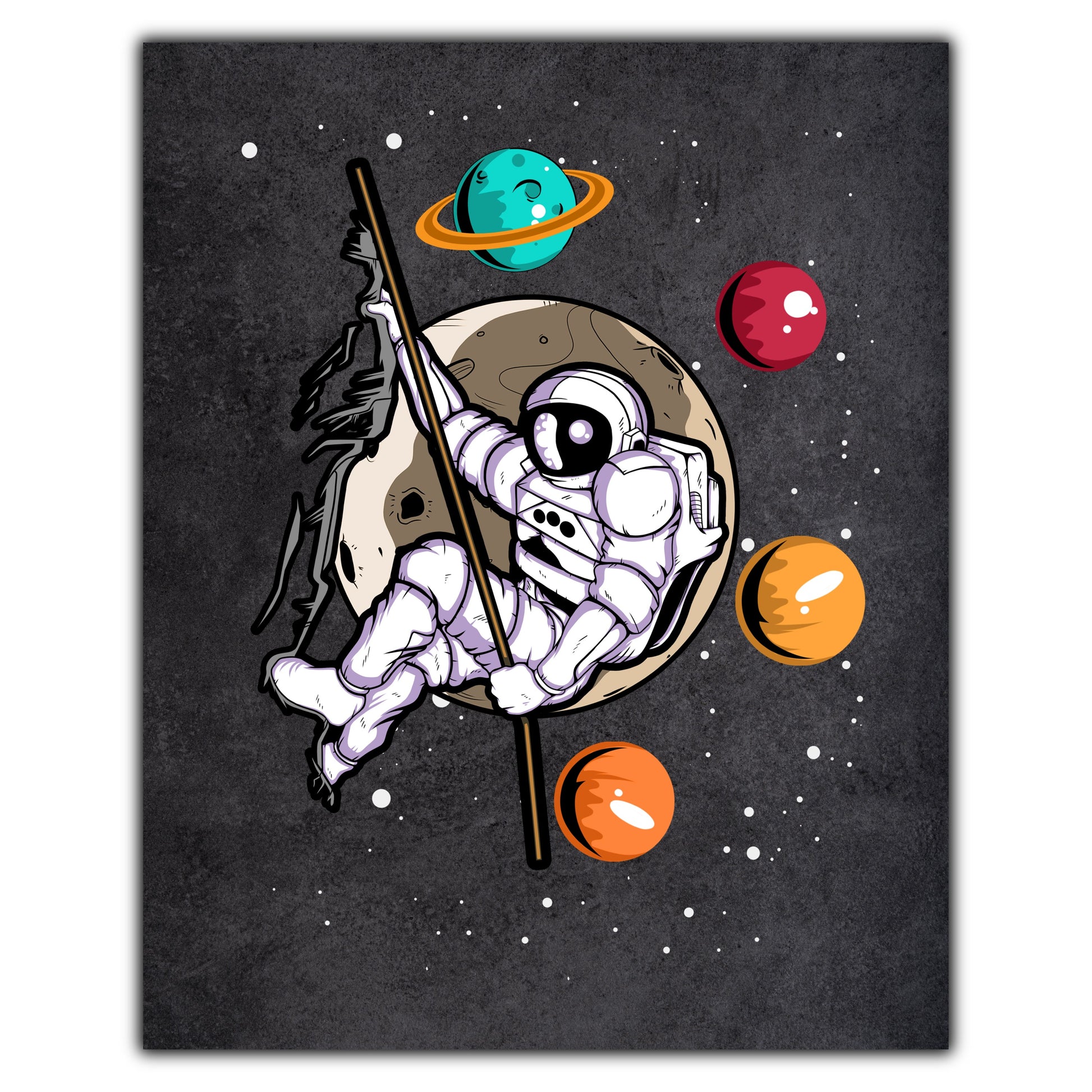 Rock Climbing Astronaut Outer Space Spaceman Distressed 8"x10" Wall Art Print