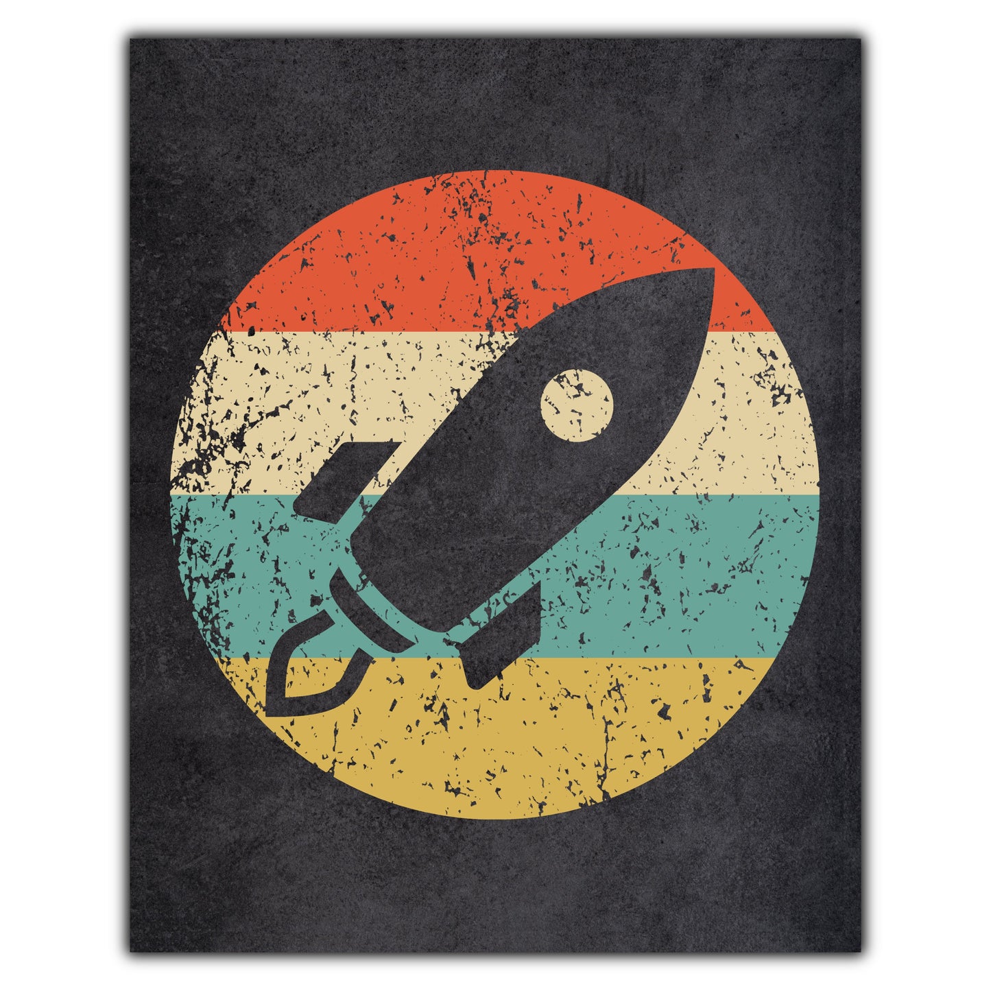 Space Ship Astronaut Icon Retro 8"x10" Wall Art Print