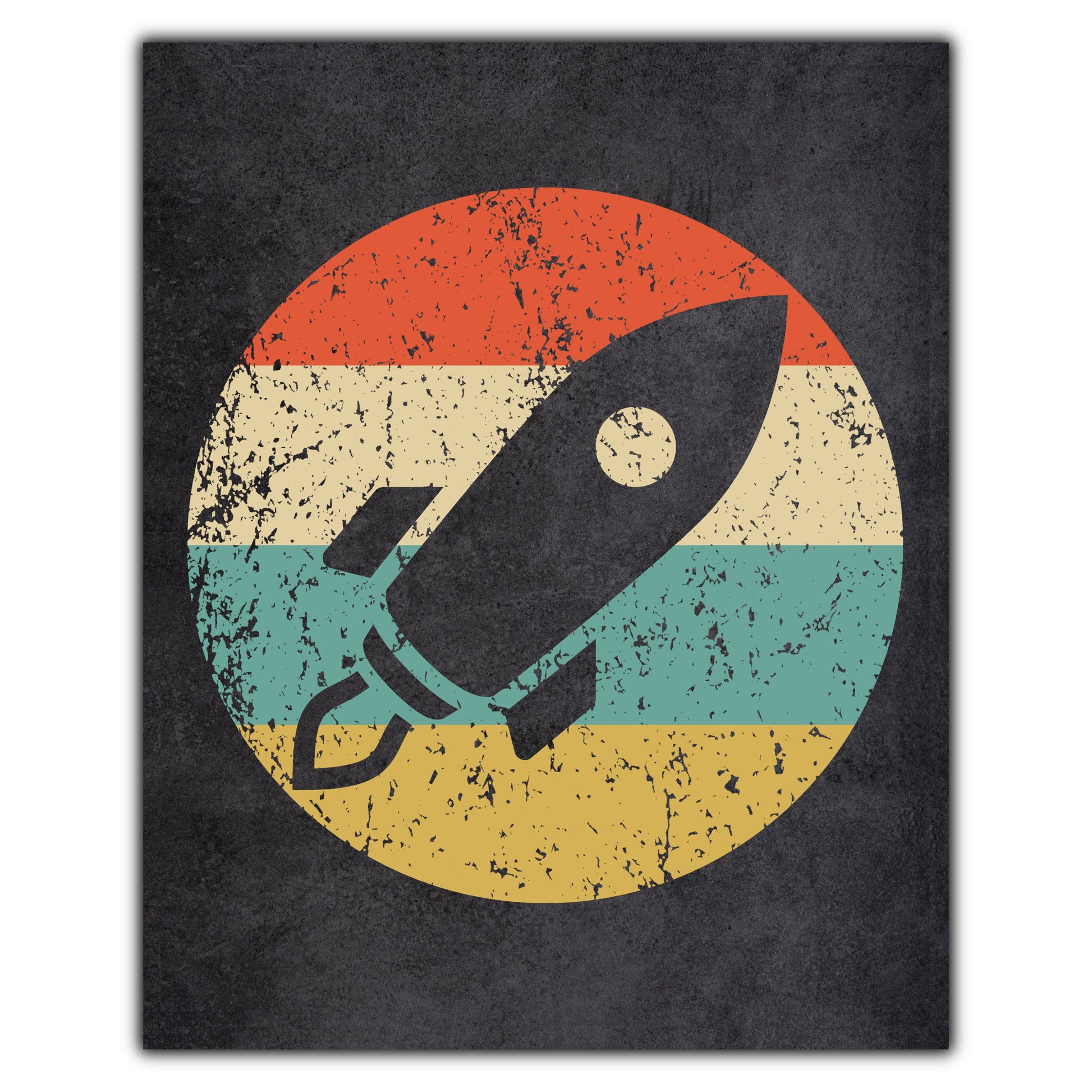Space Ship Astronaut Icon Retro 8"x10" Wall Art Print