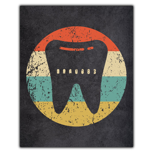 Tooth Dentist Orthodontist Icon Retro 8"x10" Wall Art Print