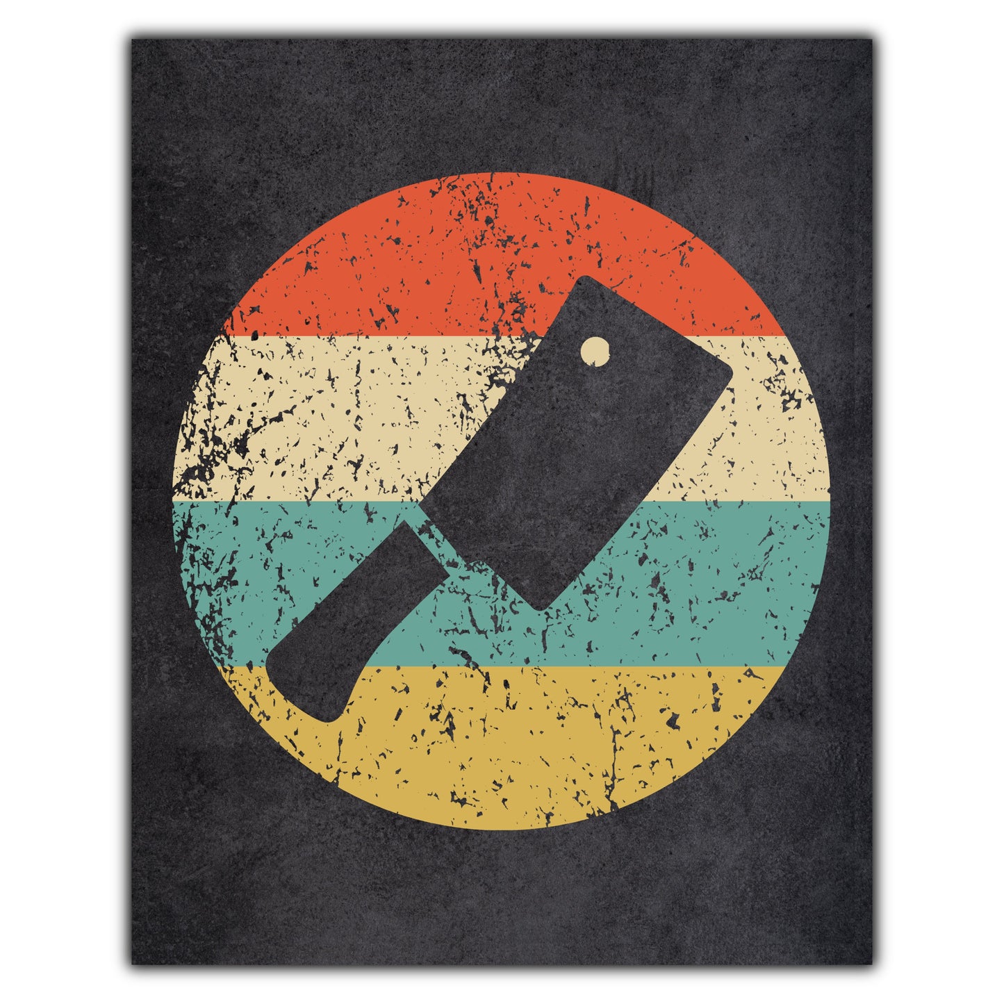 Meat Cleaver Butcher Icon Retro 8"x10" Wall Art Print
