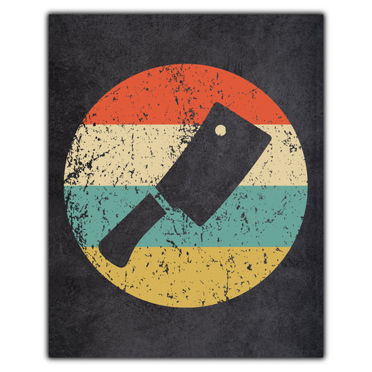 Meat Cleaver Butcher Icon Retro 8"x10" Wall Art Print