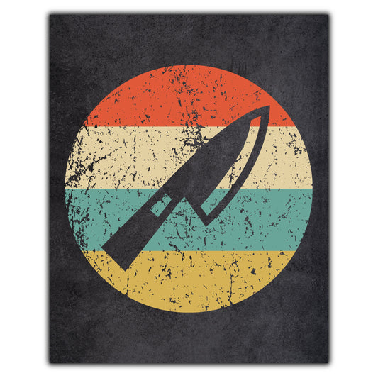 Kitchen Knife Chef Icon Retro 8"x10" Wall Art Print