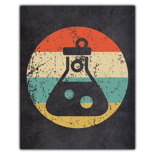 Test Tube Flask Chemist Science Icon Retro 8"x10" Wall Art Print