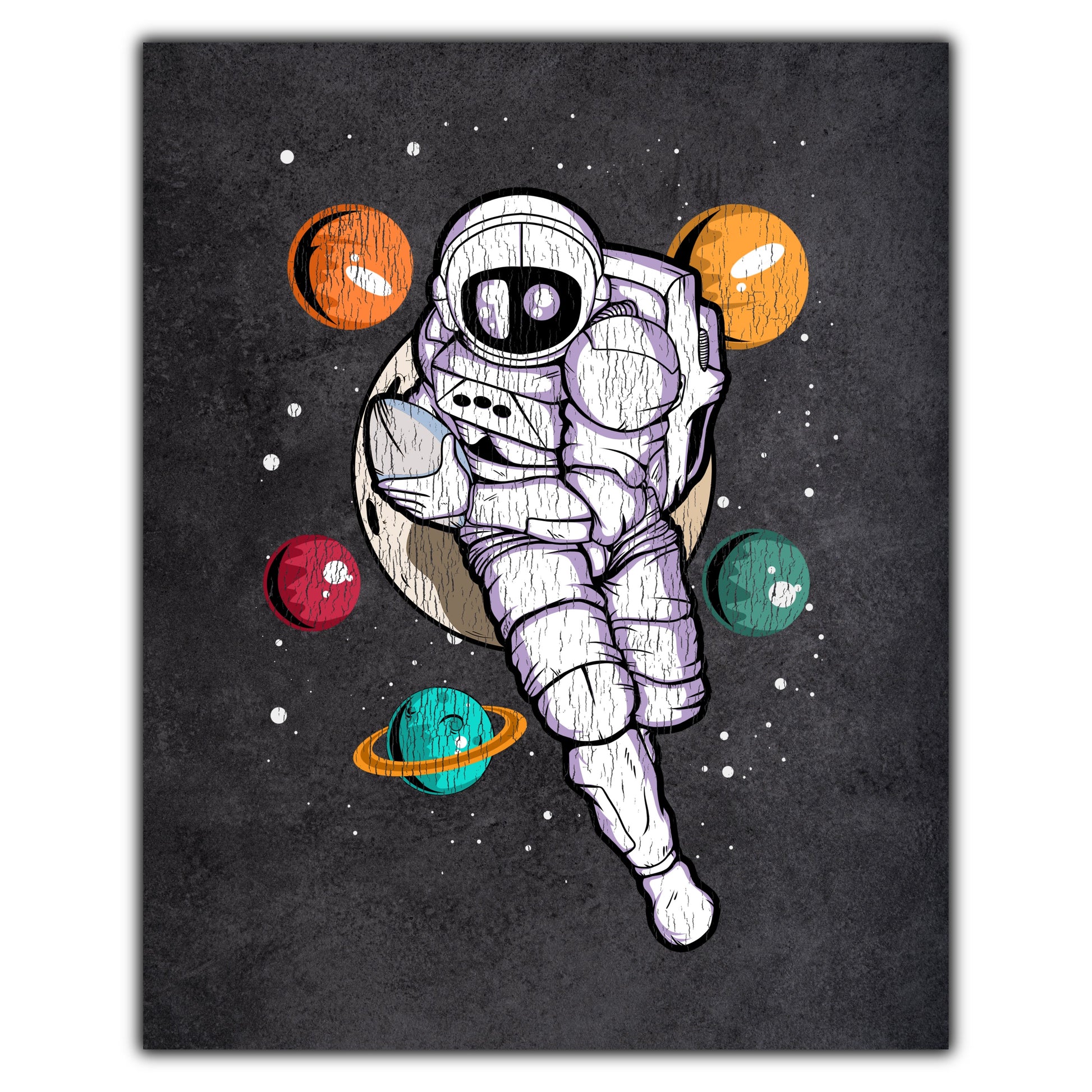 Rugby Astronaut Outer Space Spaceman Distressed 8"x10" Wall Art Print