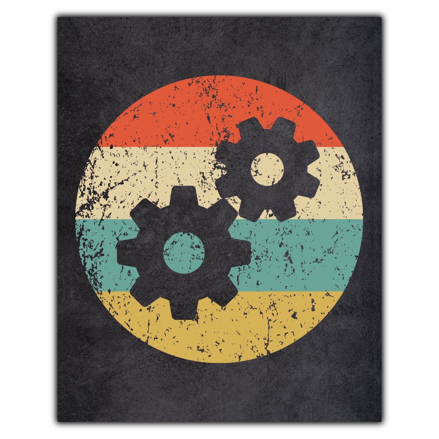 Gears Engineering Icon Retro 8"x10" Wall Art Print