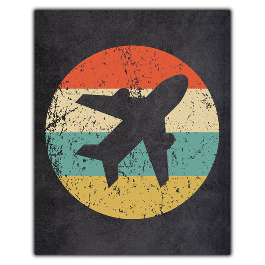 Airplane Pilot Plane Icon Retro 8"x10" Wall Art Print