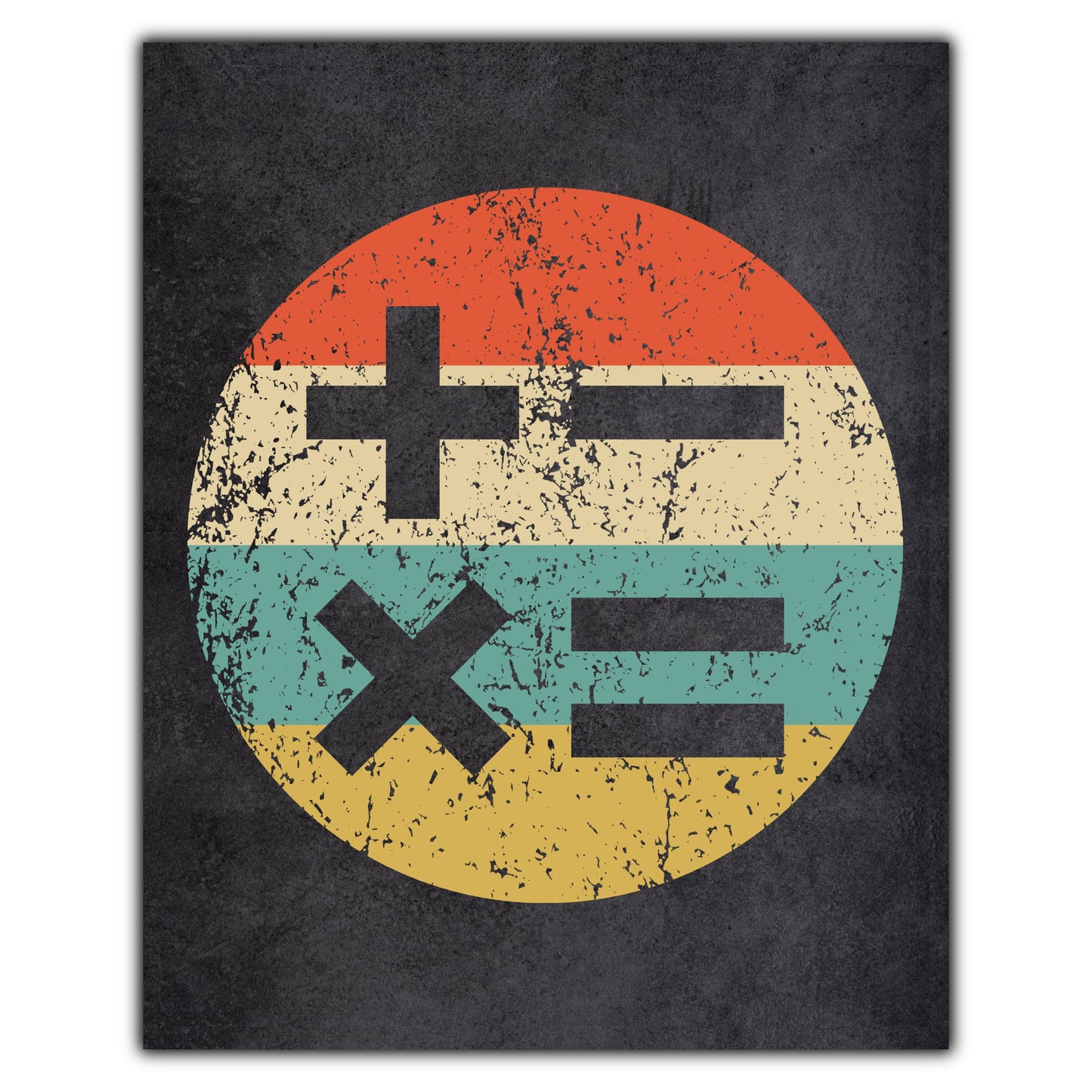 Math Symbols Math Teacher Icon Retro 8"x10" Wall Art Print