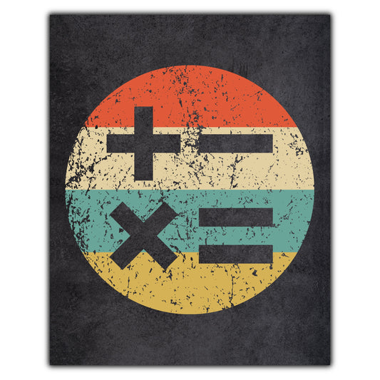 Math Symbols Math Teacher Icon Retro 8"x10" Wall Art Print