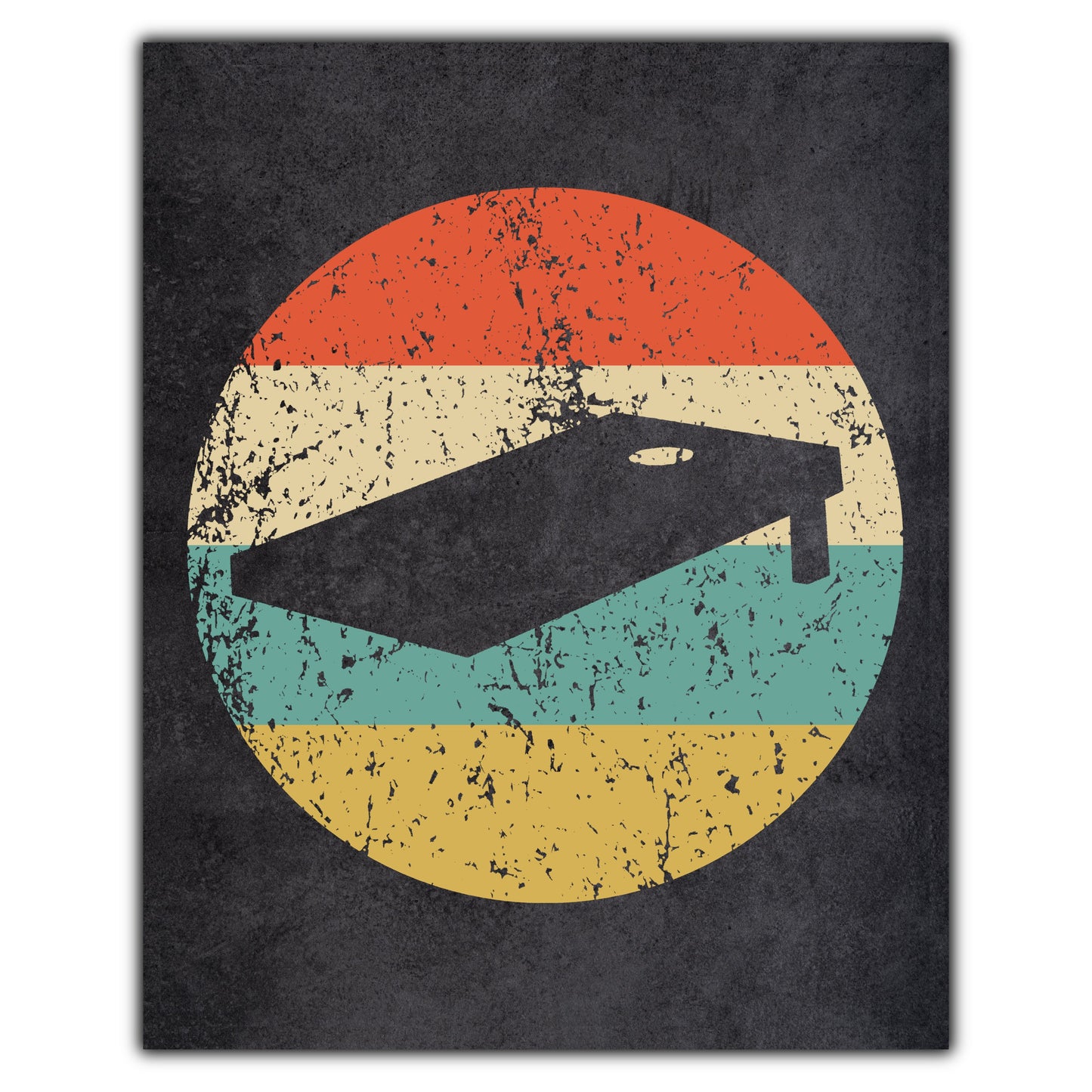Cornhole Board Icon Retro 8"x10" Wall Art Print