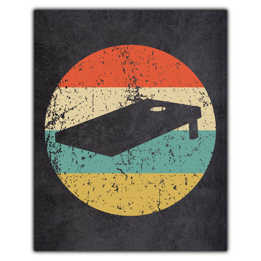 Cornhole Board Icon Retro 8"x10" Wall Art Print