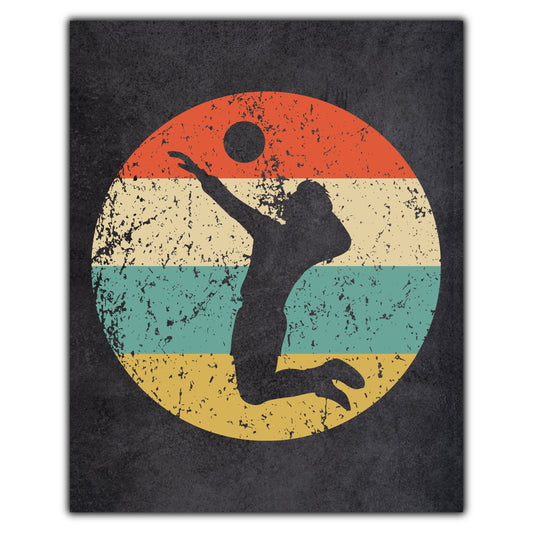 Volleyball Player Sports Icon Retro 8"x10" Wall Art Print