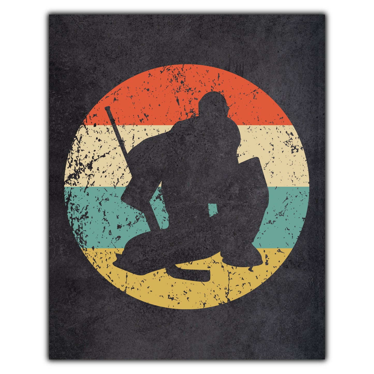 Hockey Goalie Sports Icon Retro 8"x10" Wall Art Print