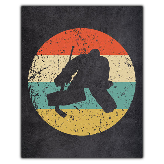 Hockey Goalie Sports Icon Retro 8"x10" Wall Art Print