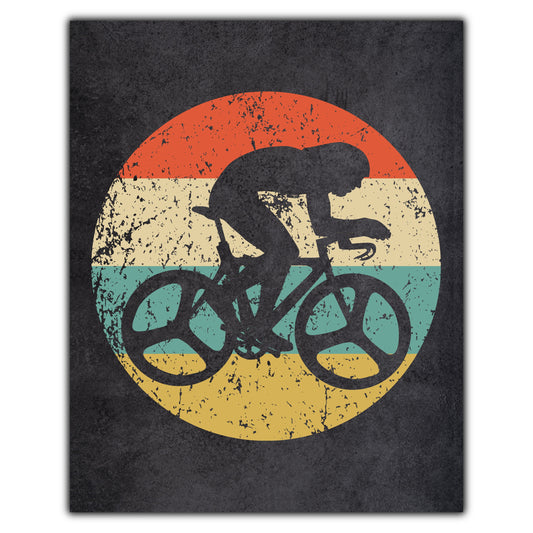 Cycling Bike Cyclist Sports Icon Retro 8"x10" Wall Art Print