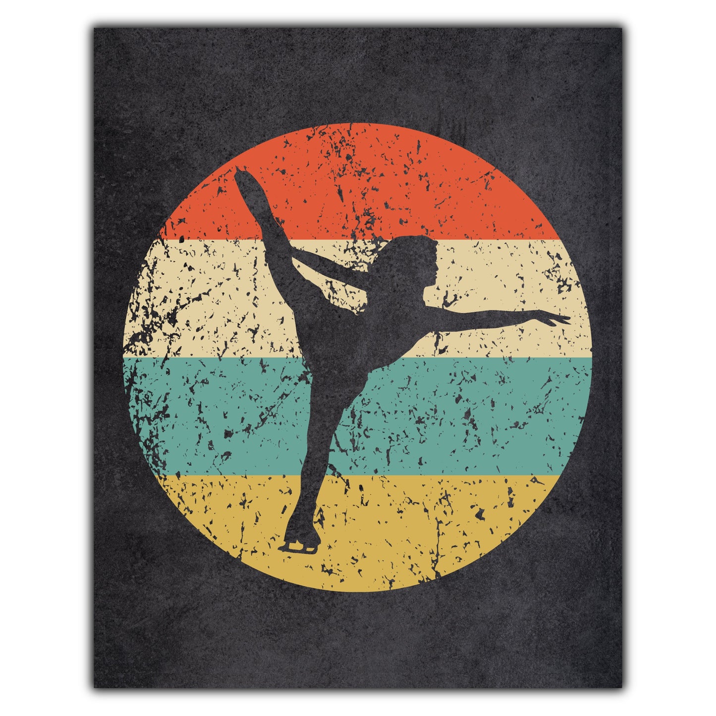 Figure Skater Figure Skating Sports Icon Retro 8"x10" Wall Art Print