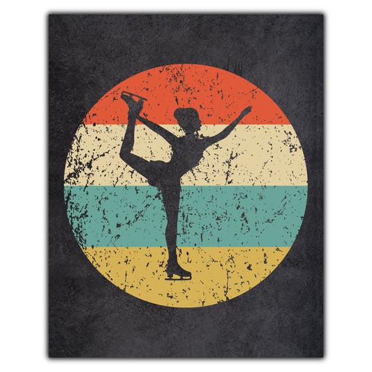 Figure Skater Figure Skating Sports Icon Retro 8"x10" Wall Art Print
