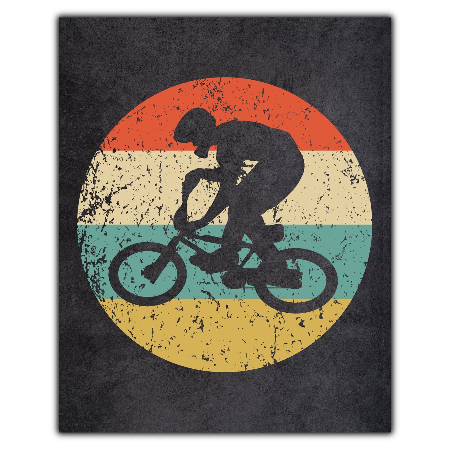 BMX Bike Sports Icon Retro 8"x10" Wall Art Print