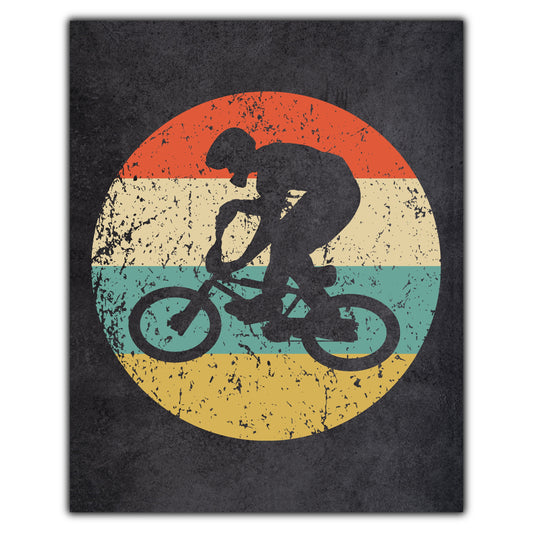 BMX Bike Sports Icon Retro 8"x10" Wall Art Print